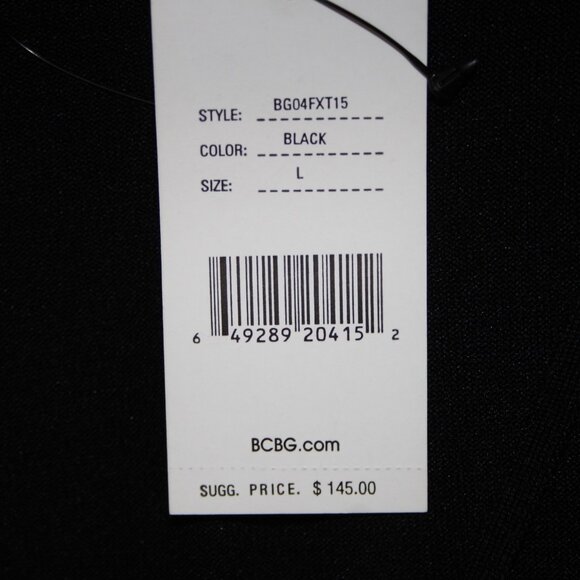 BCBG Maxazria Top NEW $145 Sz L Black 3/4 Sleeve Silk Nylon Spandex Pendant Top - Picture 11 of 16
